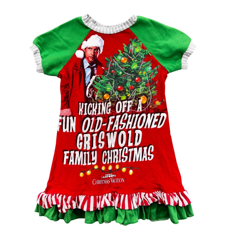 Upcycled Girls Dress Size 5 Red Green Christmas Vacation Griswold Family Movie